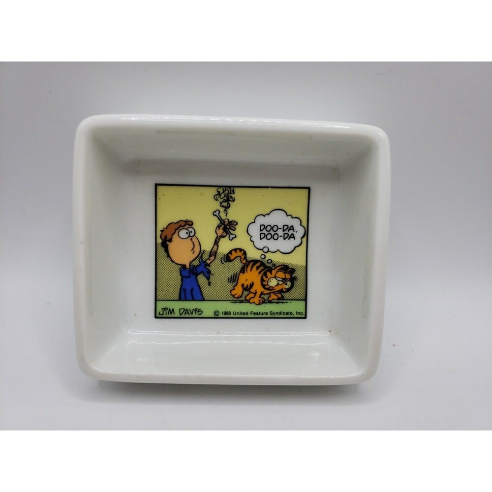 Vintage 1981 Enesco Garfield Comic Ceramic Trinket Box By Jim Davis
